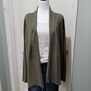 NWT Verve Ami Forest Green Women's Waterfall Openfront Cardigan Size 2X